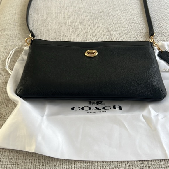 Coach Women's Polished Pebble Polly Crossbody Bag in Black - Picture 3 of 14